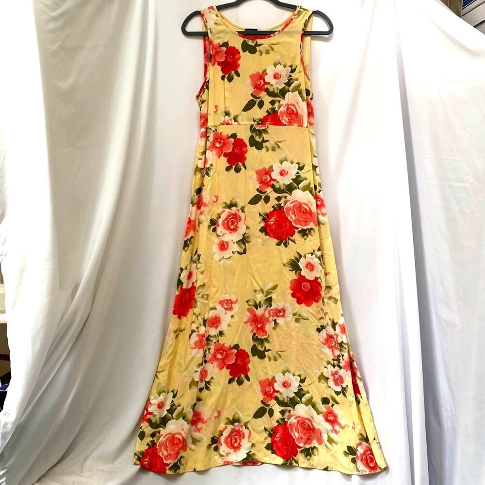 Vtg 90s California Concepts Sun Dress 9 Yellow Prairiecore Bloomcore Cottagecore